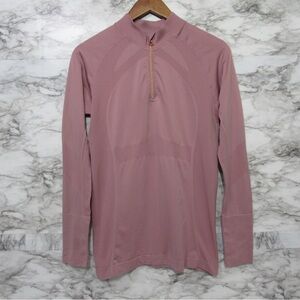 Anique Mauve Equestrian Signature Riding Sun Shirt Quarter Zip Long Sleeve Large